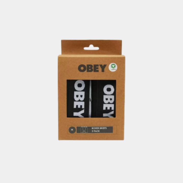 Obey Established Works 2 Pack Boxer Briefs  - Black