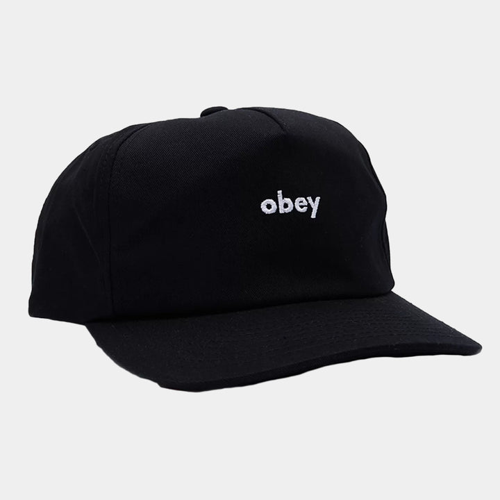 Obey Lowercase 5 Panel Snapback Cap - Black