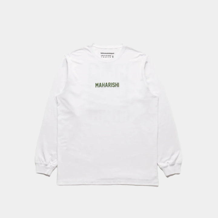Maharishi Woodblock Dragon LS T-Shirt - White