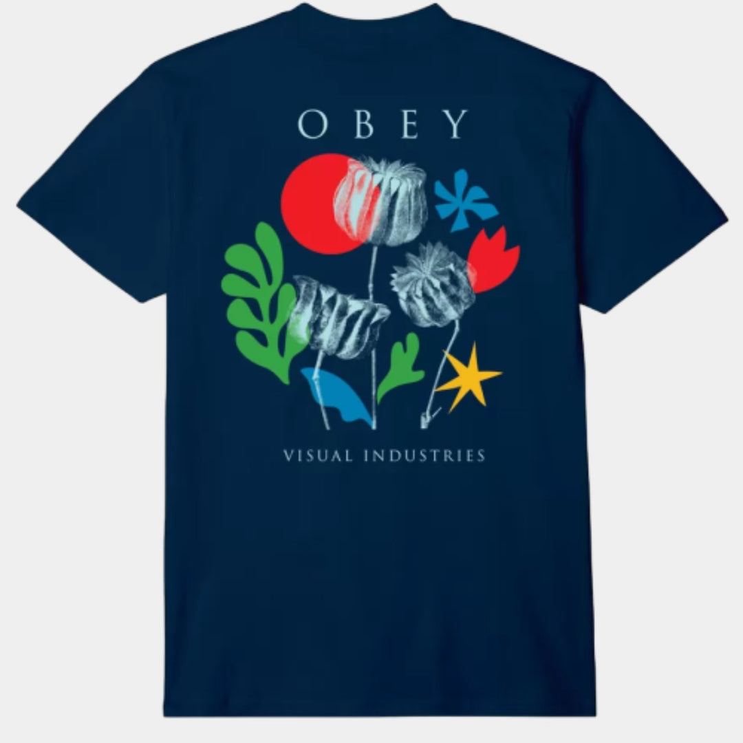Obey Flowers Paper Scissors T-Shirt - Navy
