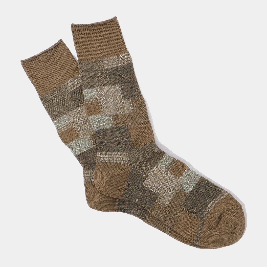 Anonymous-Ism Patchwork Crew Sock - Olive
