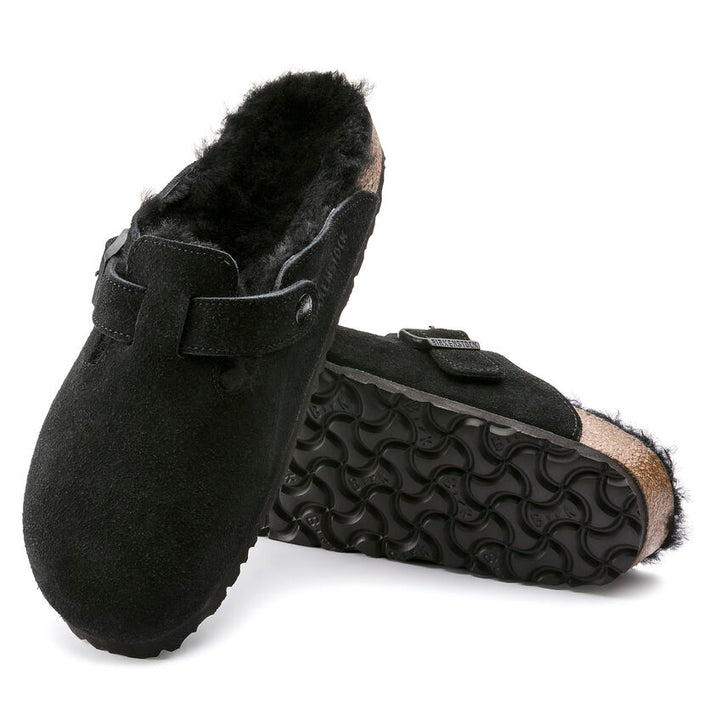 Birkenstock Women Boston Shearling Clog Sandals - Black