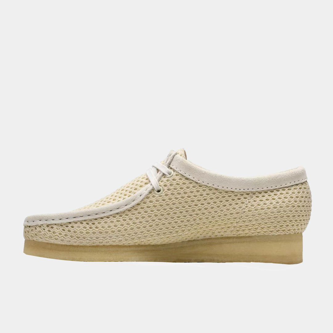 Clarks Originals Wallabee Shoes - Off White Mesh