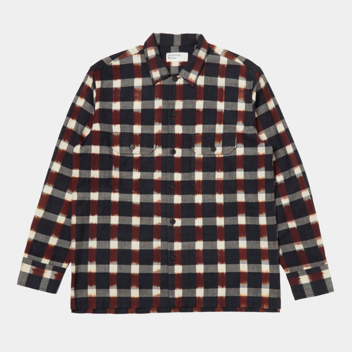 Universal Works L/S Utility Shirt - Navy/Brown