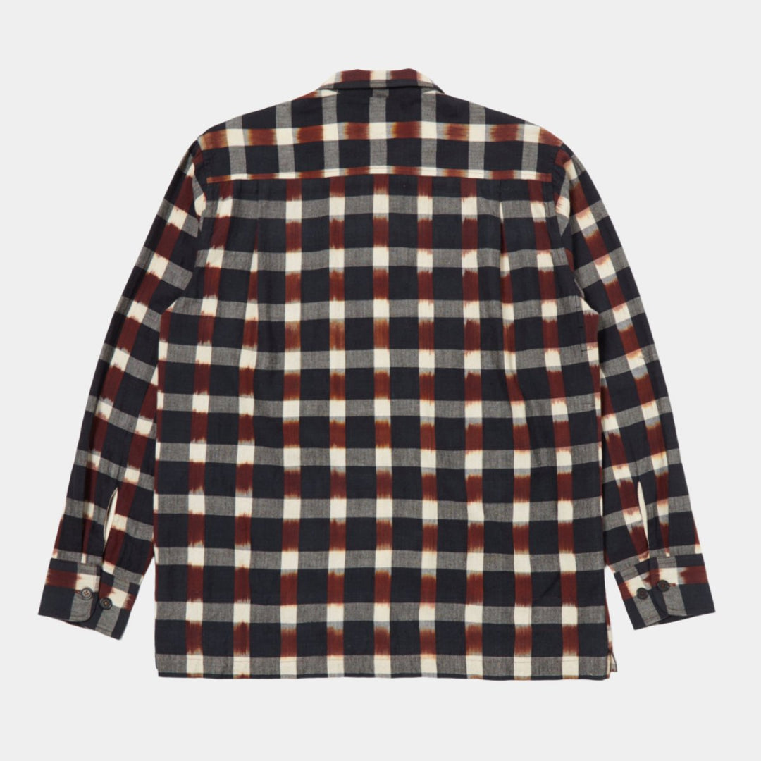 Universal Works L/S Utility Shirt - Navy/Brown