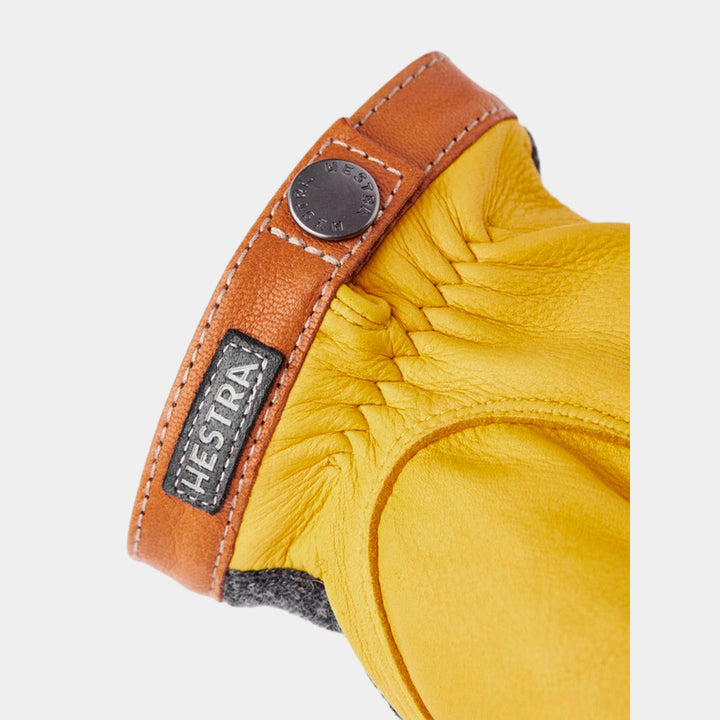 Hestra Deerskin Wool Tricot Gloves - Charcoal/Natural Yellow