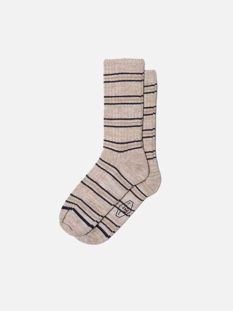 Nudie Chunky Prairie Stripe Socks - Sand