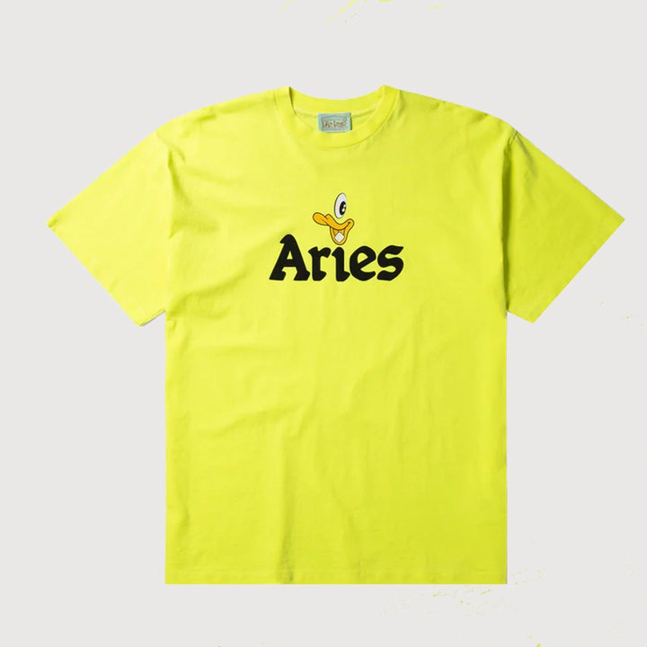 Aries Aged Aye Duck Fluoro T-Shirt - Safety Yellow