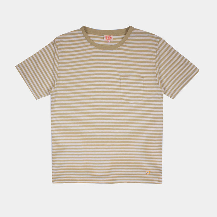 Armor-Lux Heritage Stripe T-Shirt - Pale Olive/Natural
