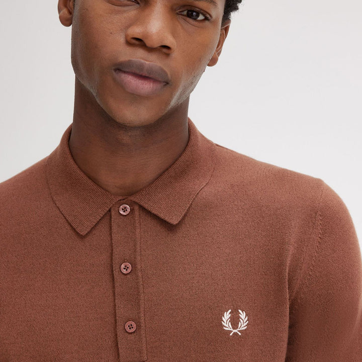 Fred Perry Knitted Shirt - Whisky Brown