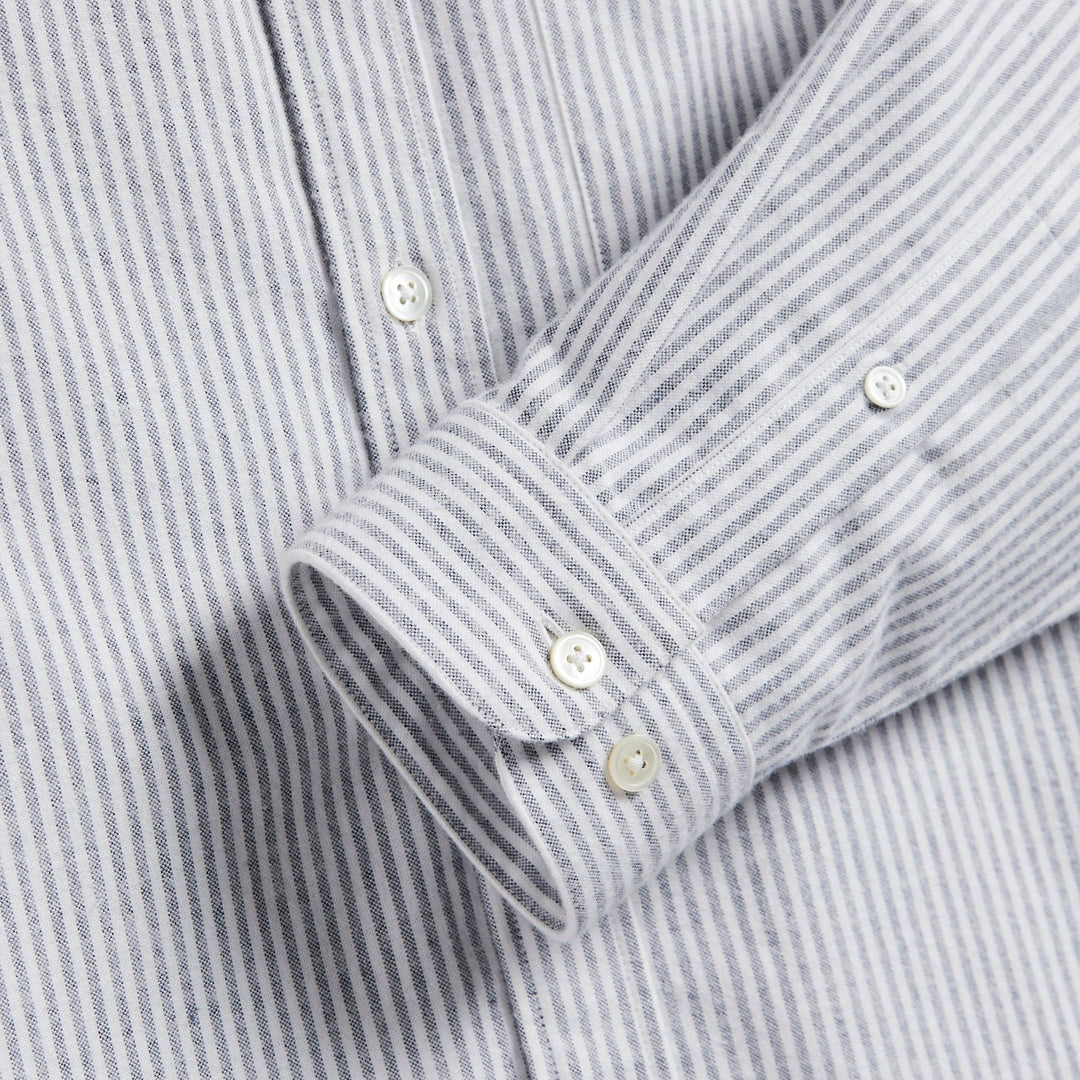 Portuguese Flannel Brushed Oxford Stripe Shirt - Blue