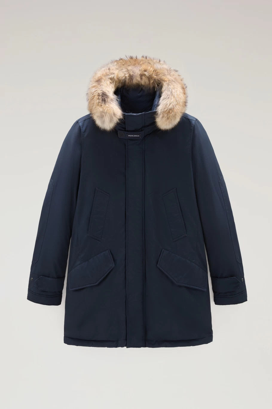 Woolrich High Collar Fur Parka - Melton Blue