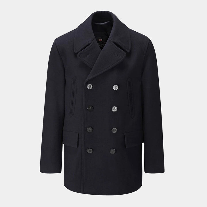 Gloverall Churchill Reefer Coat - Navy