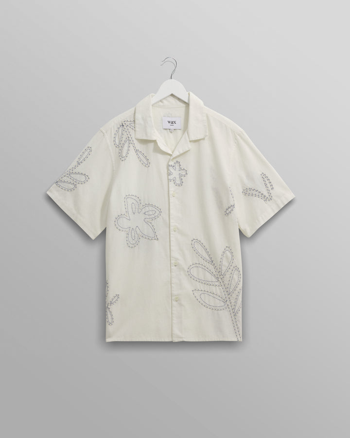 Wax London Didcot Shirt - Ecru/Pale Blue