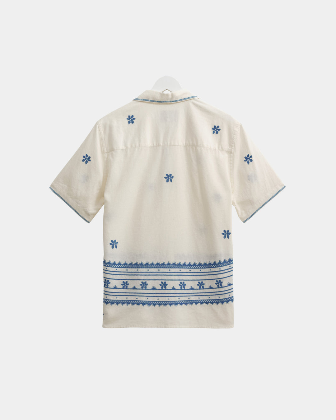 Wax London Didcot Daisy Embroidery Shirt - Ecru/Blue