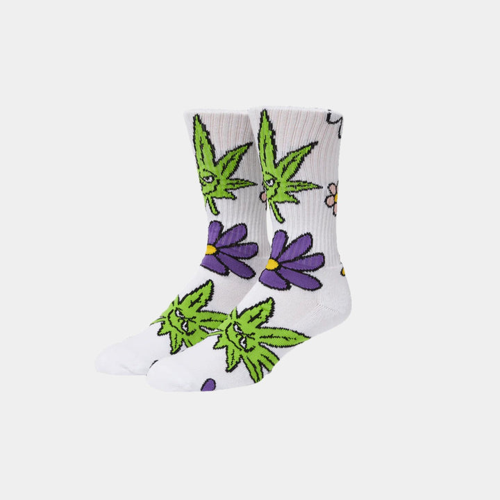 HUF Green Buddy Blossom Socks - White