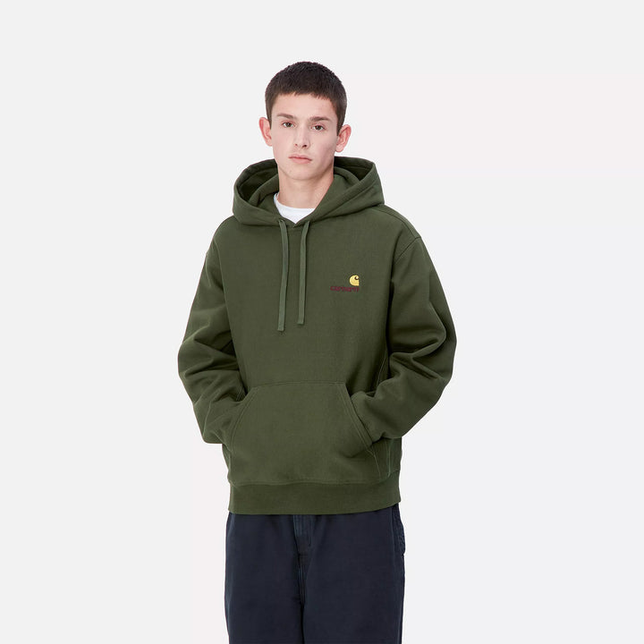 Carhartt WIP Hooded American Script Sweatshirt - Tarragon