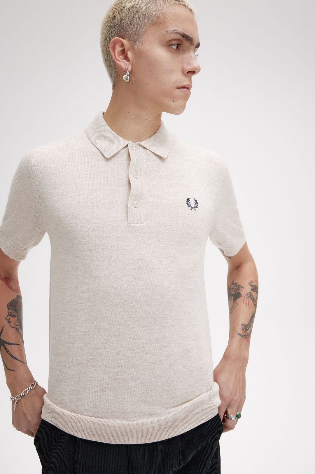 Fred Perry Knitted Shirt - Porridge Marl