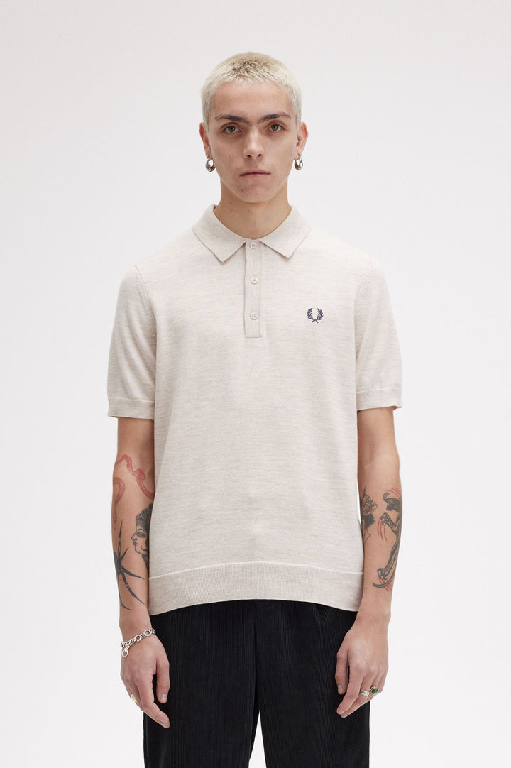 Fred Perry Knitted Shirt - Porridge Marl