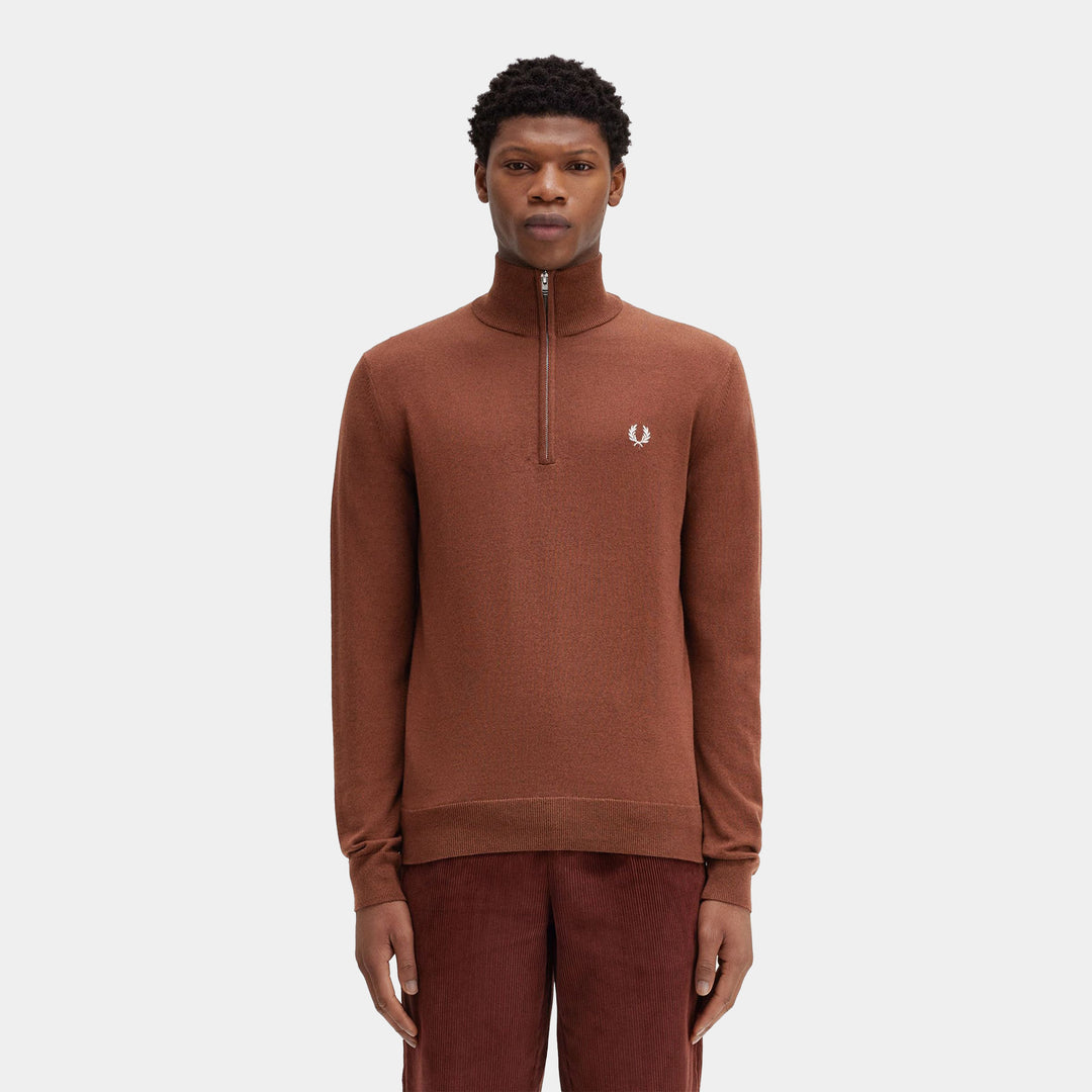 Fred Perry Classic Half Zip Jumper - Whisky Brown