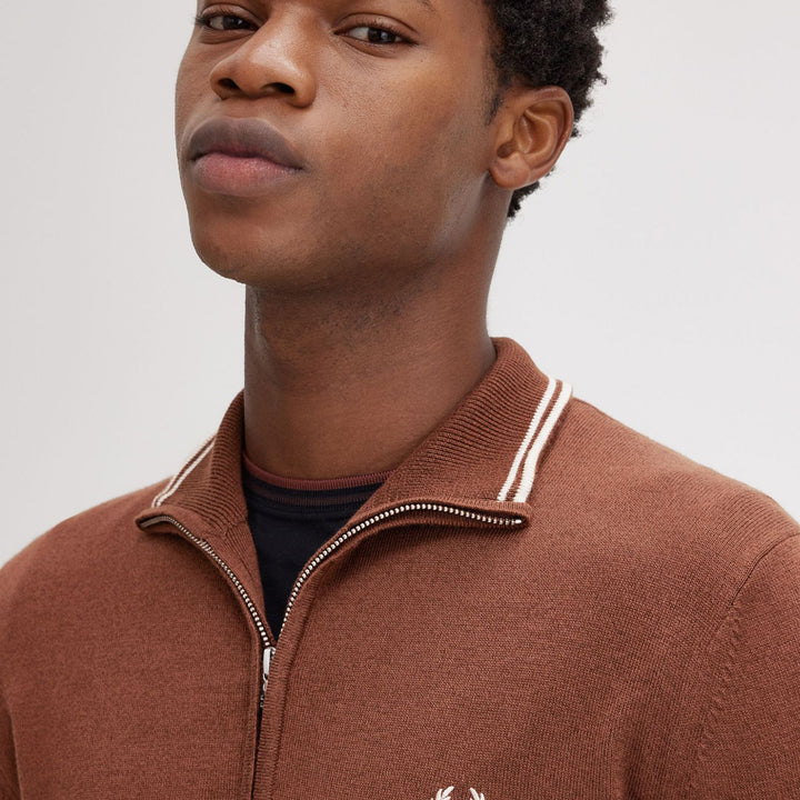 Fred Perry Classic Half Zip Jumper - Whisky Brown