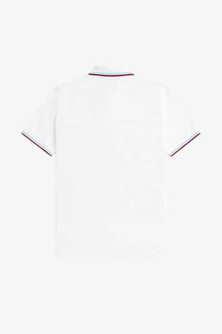 Fred Perry Twin Tipped M12 Polo Shirt - White/Ice/Maroon