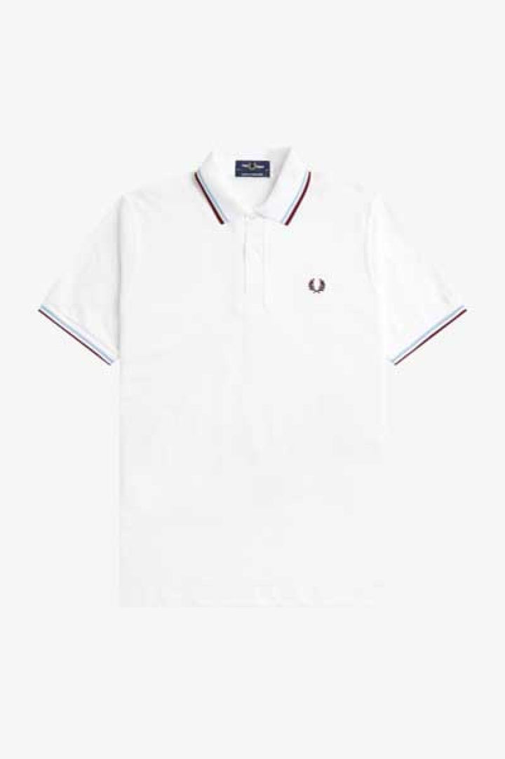 Fred Perry Twin Tipped M12 Polo Shirt - White/Ice/Maroon