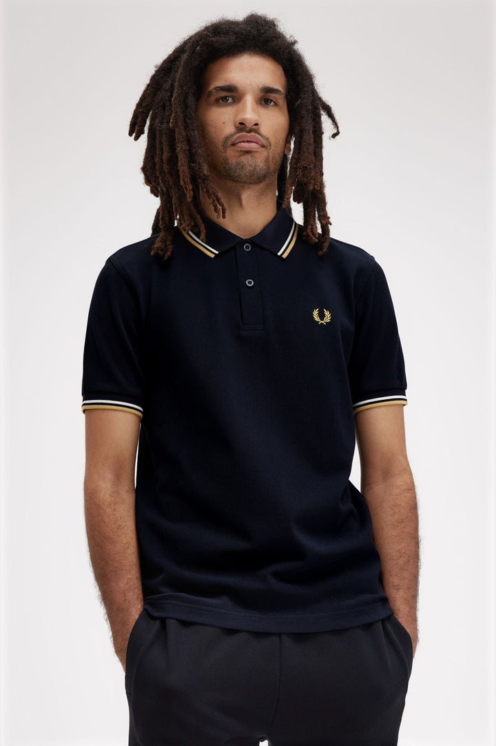 Fred Perry Twin Tipped Polo-Shirt - Navy/Ecru/Honeycomb