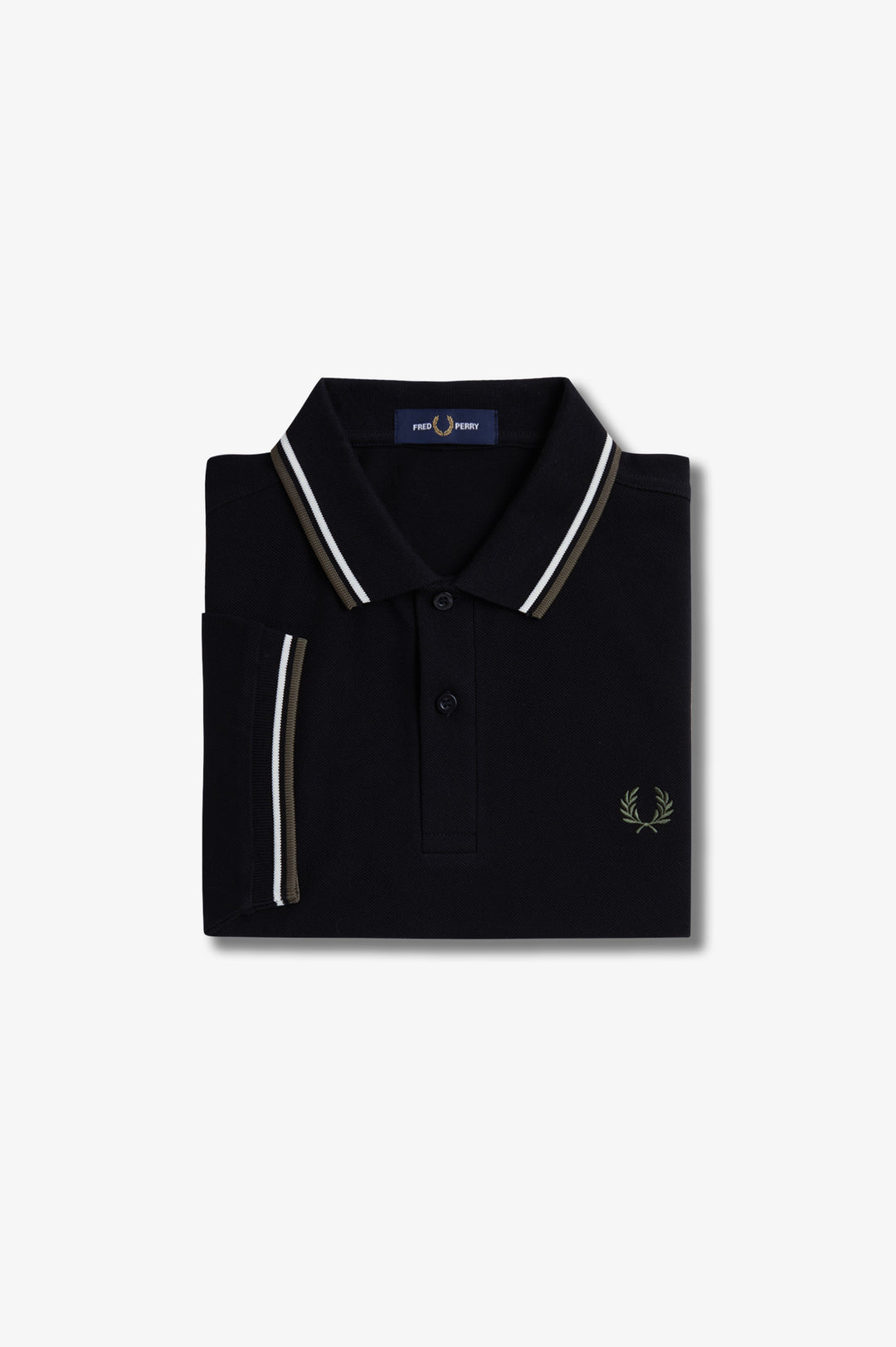 Fred Perry Twin Tipped Polo-Shirt - Black/Ecru/Laurel Wreath Green