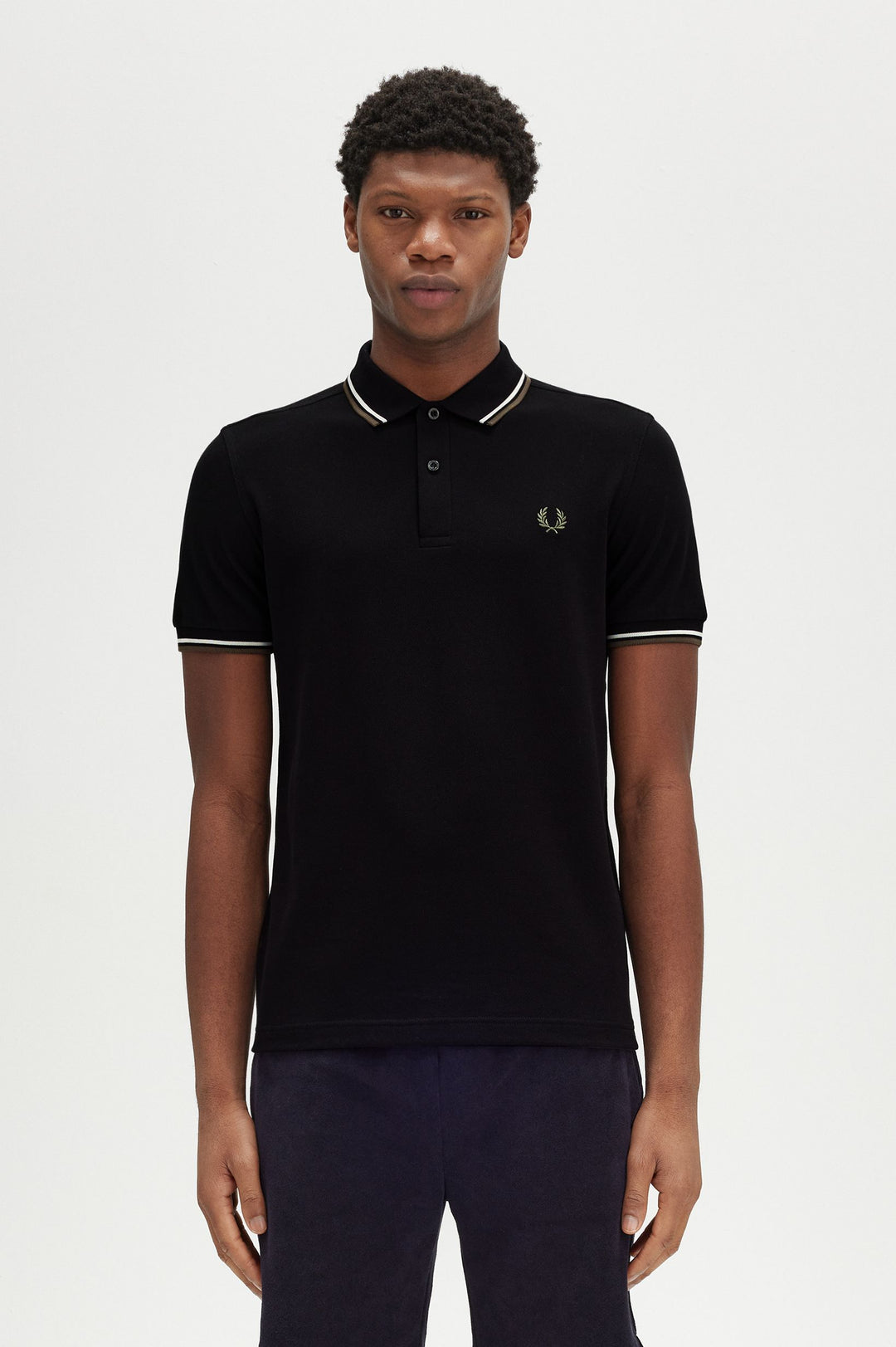 Fred Perry Twin Tipped Polo-Shirt - Black/Ecru/Laurel Wreath Green