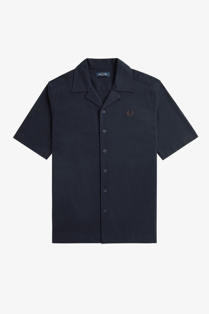 Fred Perry Compress Mesh Revere Shirt - Navy