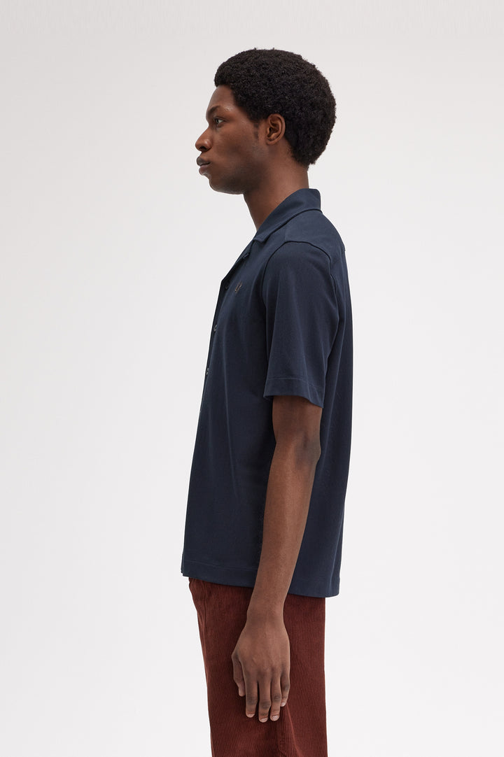 Fred Perry Compress Mesh Revere Shirt - Navy