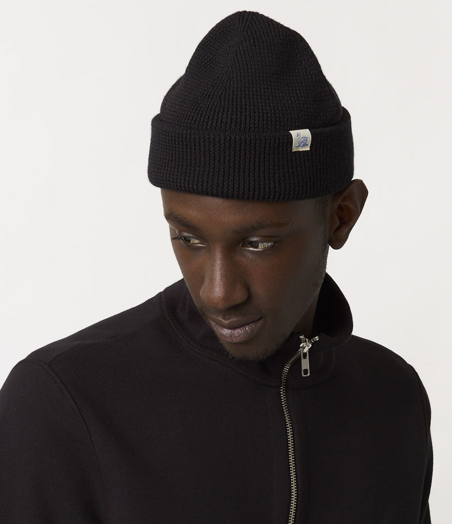 Merz B. Schwanen Merino Watch Cap - Deep Black