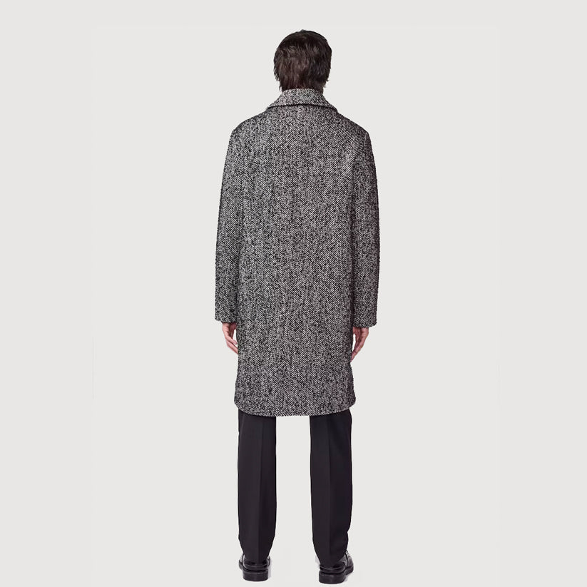 NN.07 Franco Midweight Overcoat - Black Multi