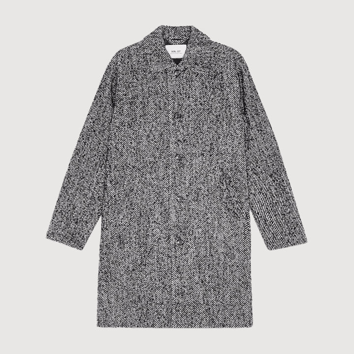 NN.07 Franco Midweight Overcoat - Black Multi