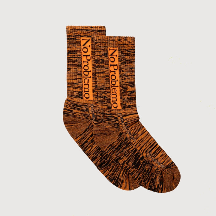 No Problemo Glitch Knit Socks - Orange