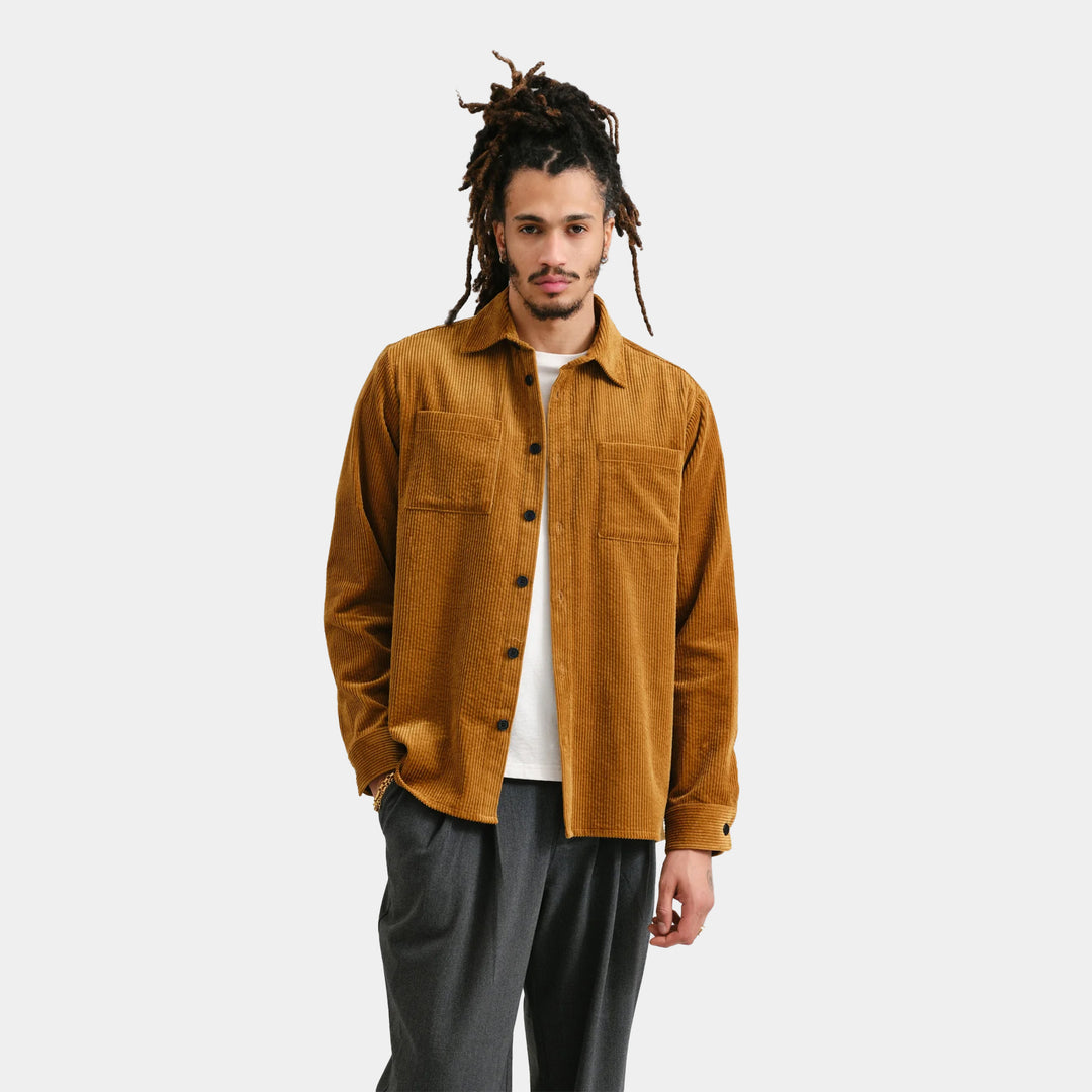 Wax London Whiting Overshirt - Ochre Jumbo Cord