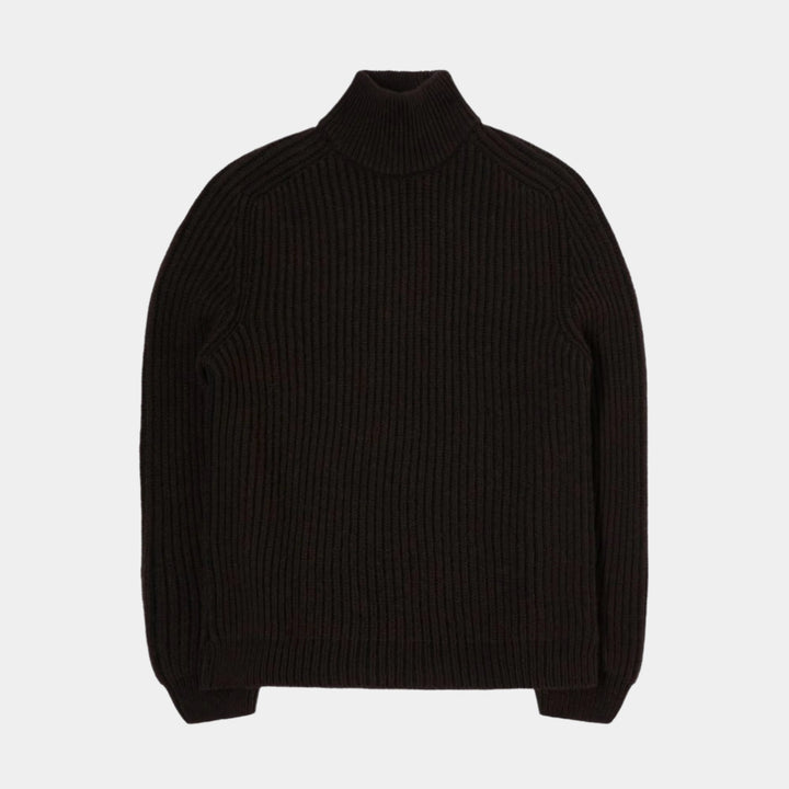 Edwin Roni High Collar Sweater - Dark Brown