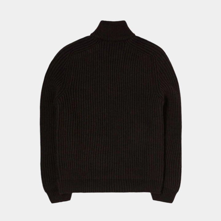 Edwin Roni High Collar Sweater - Dark Brown