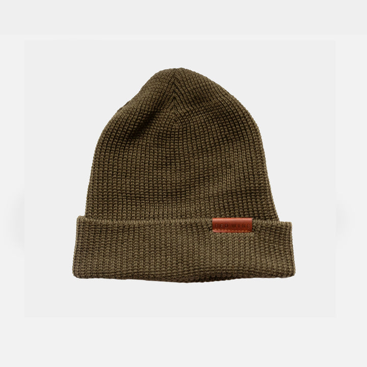 Red Wing Merino Wool Knit Beanie Hat - Olive