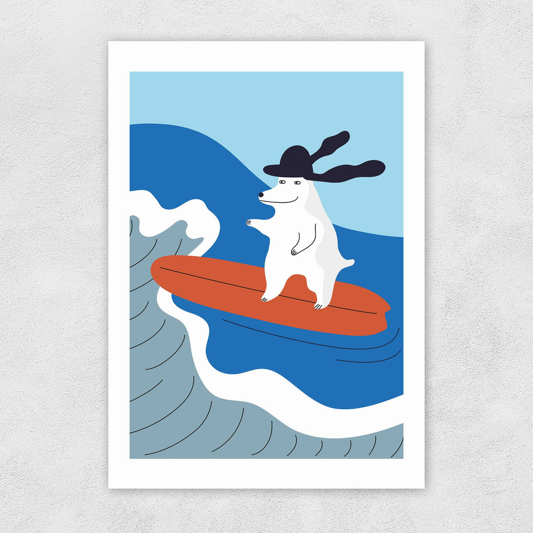 East End Prints Greeting Card - Surfing Dog Watersports By Liina Lember