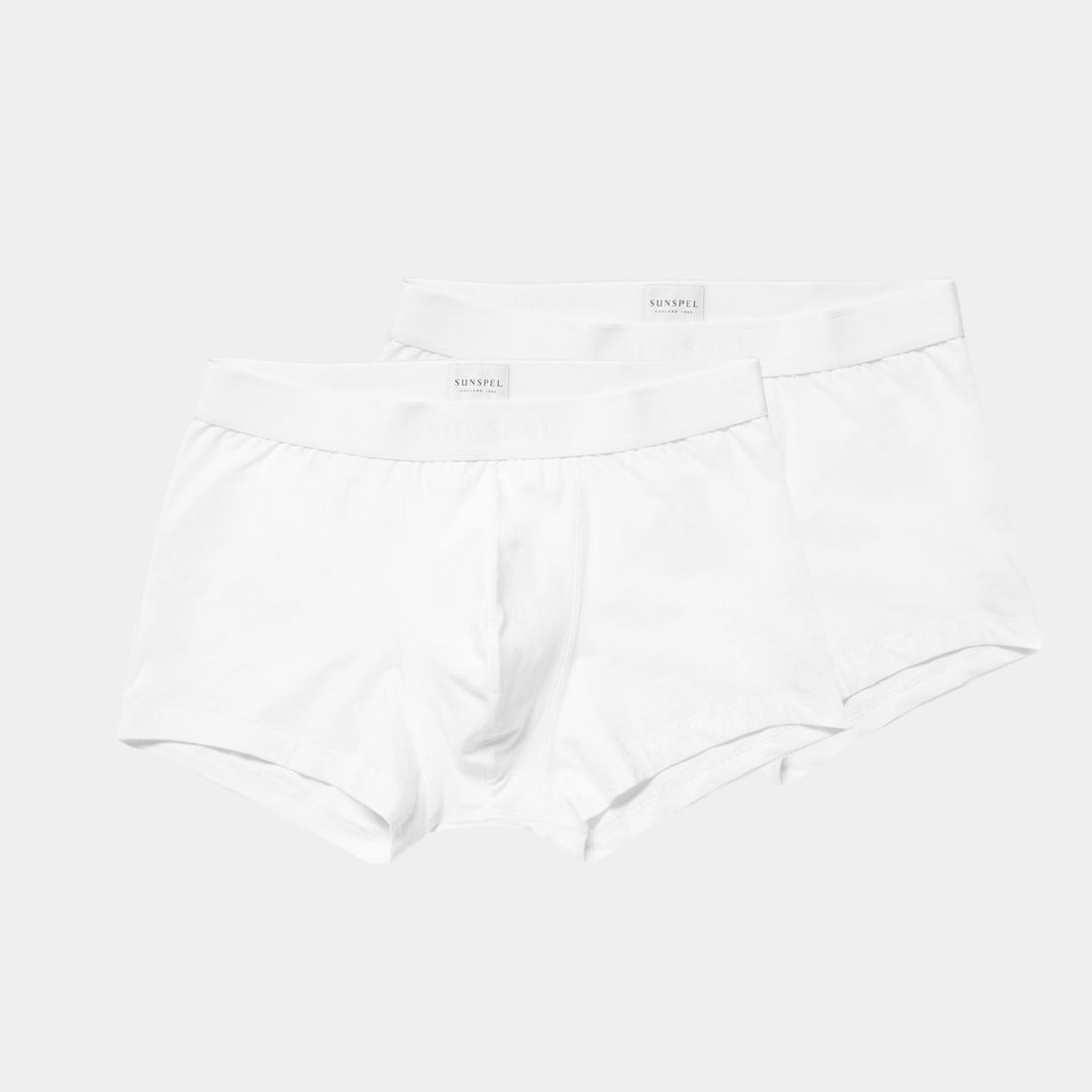 Sunspel Double Pack Stretch Trunk - White