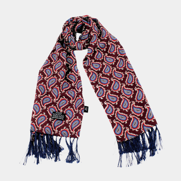 Tootal Paisley Fringed Rayon Scarf - Burgundy