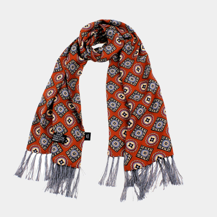 Tootal Circles Fringed Rayon Scarf - Bronze