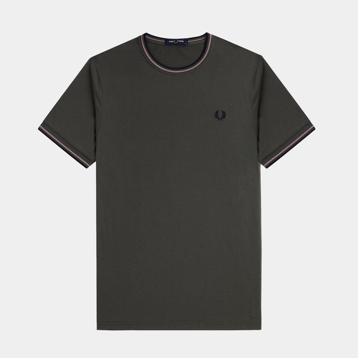 Fred Perry Twin Tipped T-Shirt - Field Green/Dark Pink/Navy