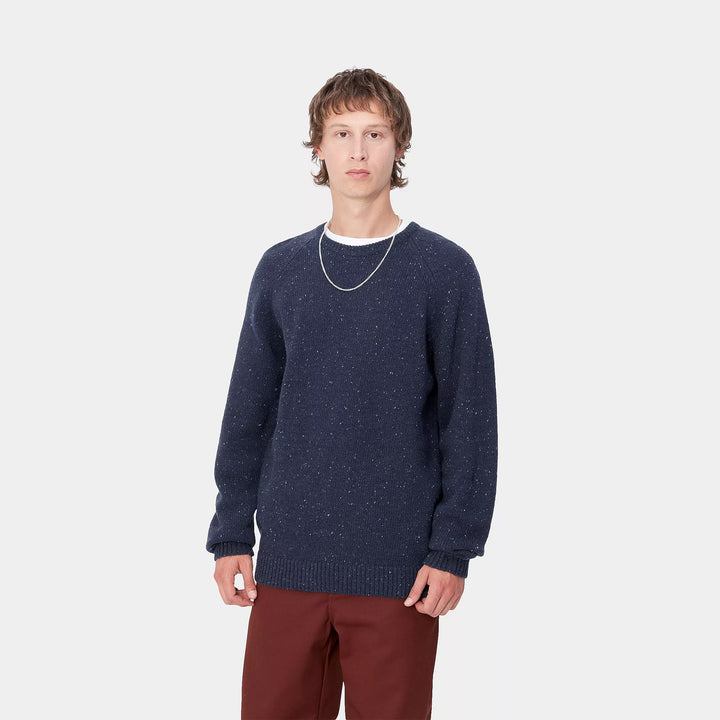 Carhartt WIP Anglistic Sweater - Speckled Air Force Blue