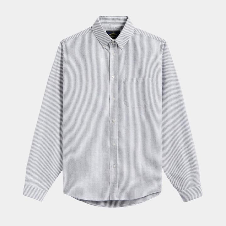 Portuguese Flannel Brushed Oxford Stripe Shirt - Blue