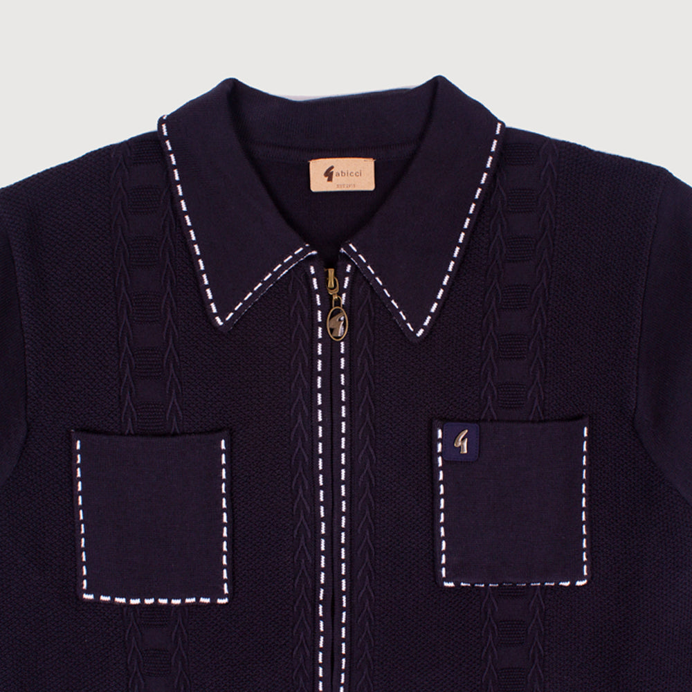 Gabicci Vintage Serge Zip Cardigan - Navy