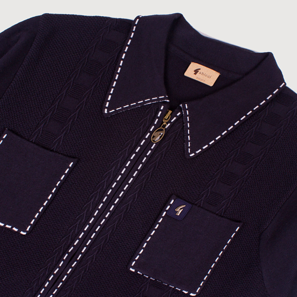 Gabicci Vintage Serge Zip Cardigan - Navy