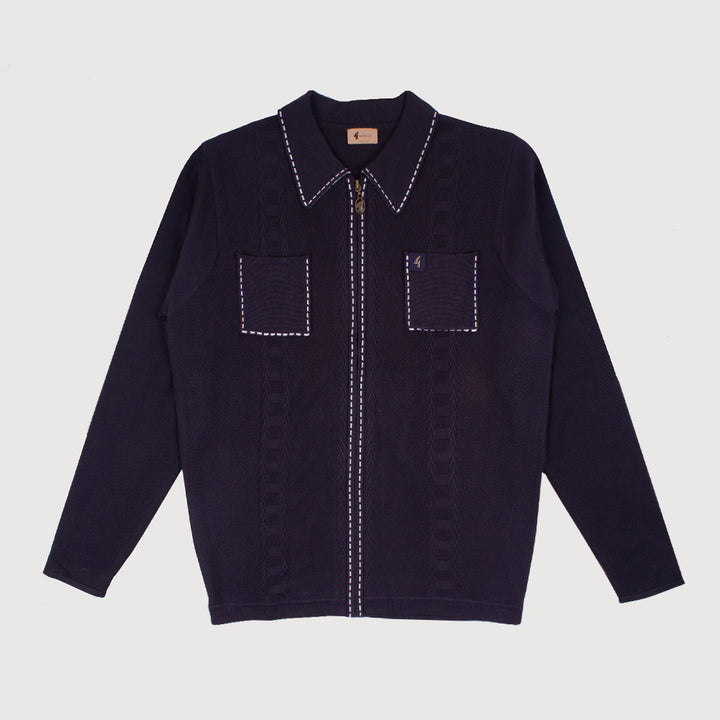 Gabicci Vintage Serge Zip Cardigan - Navy